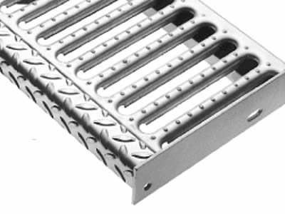 One interlock safety grating stair treads with nosing.